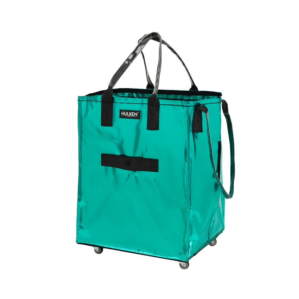 Teal rolling tote bag