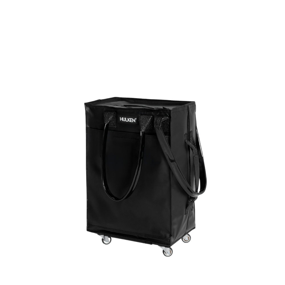 Black rolling bag with 'HUKEN' branding on a white background